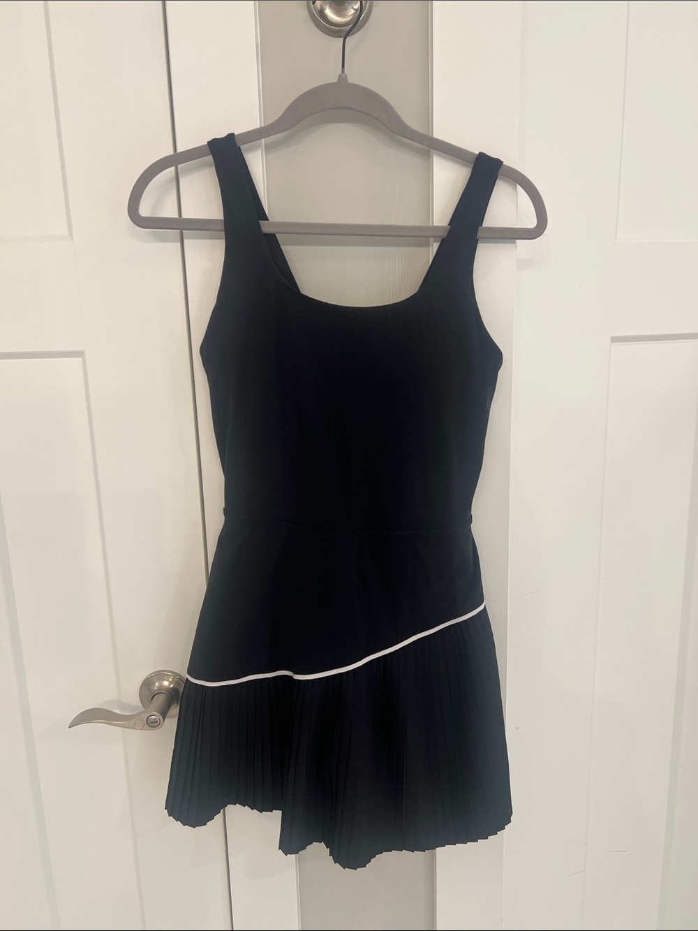 JoyLab Black Activewear Pleated Dress with White Trim